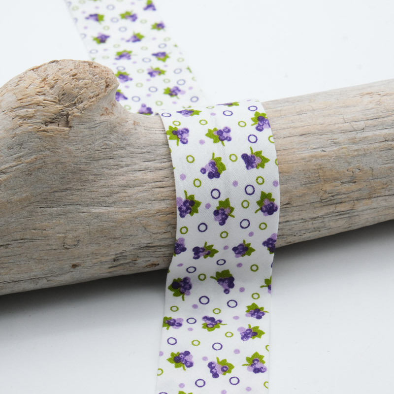 30mm Floral Bias Tape - Grape - Maison Klem